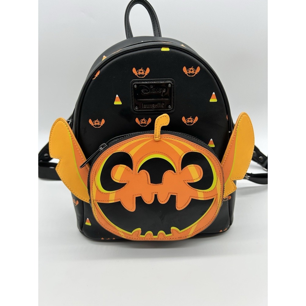 Disney Loungefly Boxlunch Exclusive Stitch Jack-o'-Lantern Pumpkin Mini Backpack - Picture 3 of 13